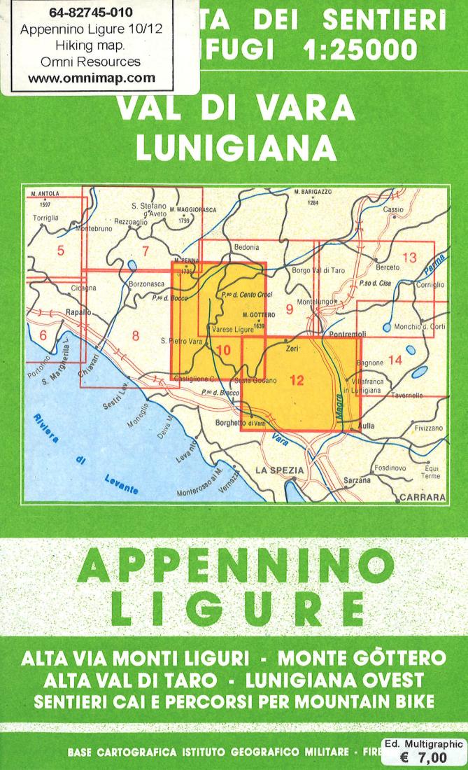 Val di Vara Lunigiana Hiking Map