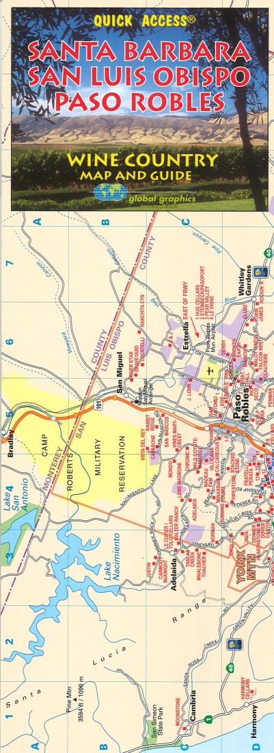 Santa Barbara : San Luis Obispo : Paso Robles : wine country map and guide : quick access