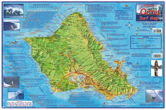 Franko's Oahu surf laminated map