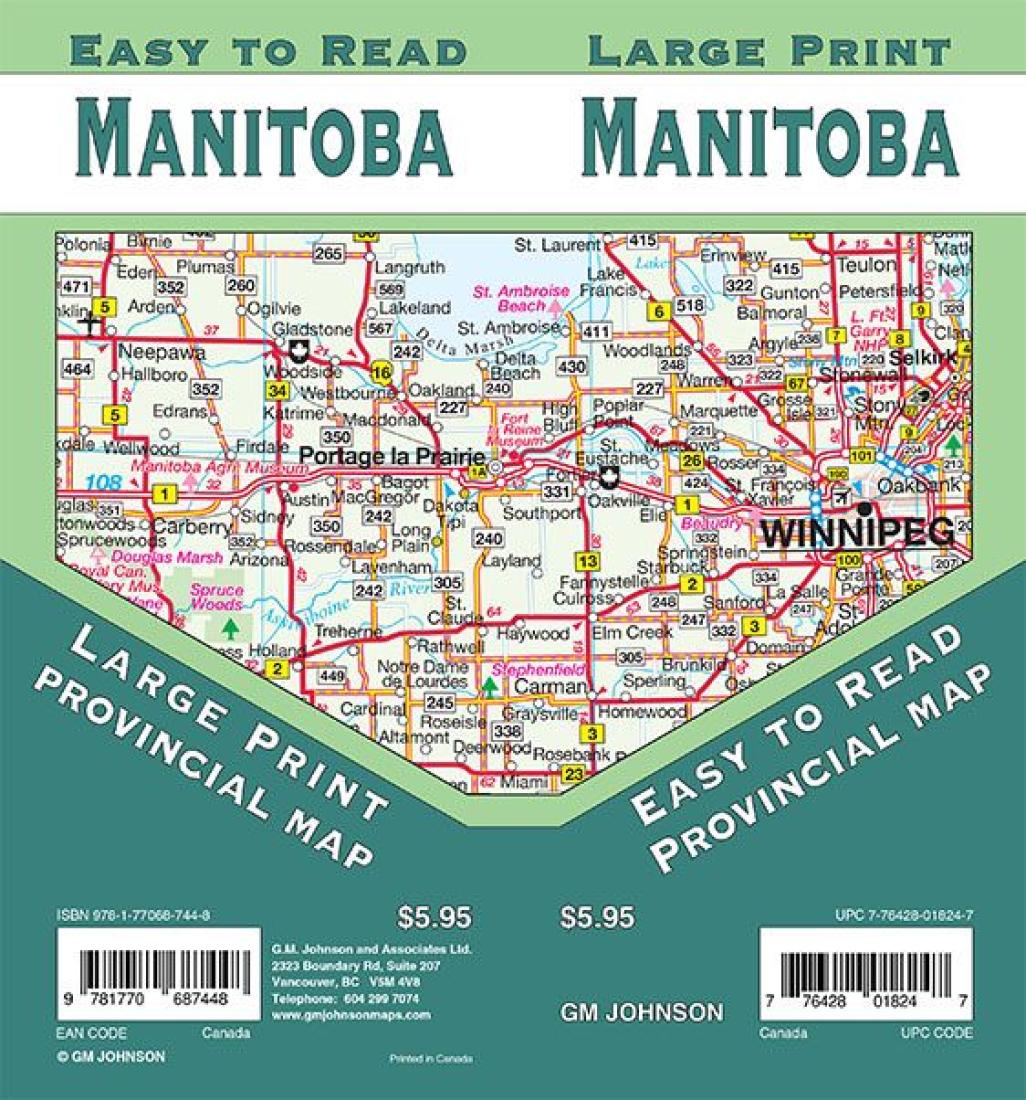 Manitoba large print provincial map