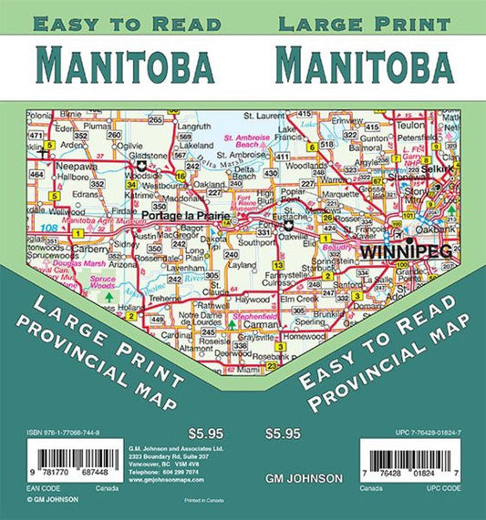 Manitoba large print provincial map