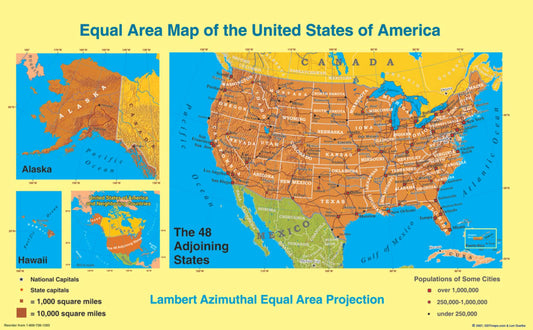 USA, Equal Area Projection, 22x13, Lamin