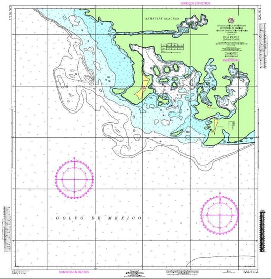 ISLA PÉREZ (ARRECIFE ALACRÁN) - 911.1 - Mexico Nautical Charts by SEMAR