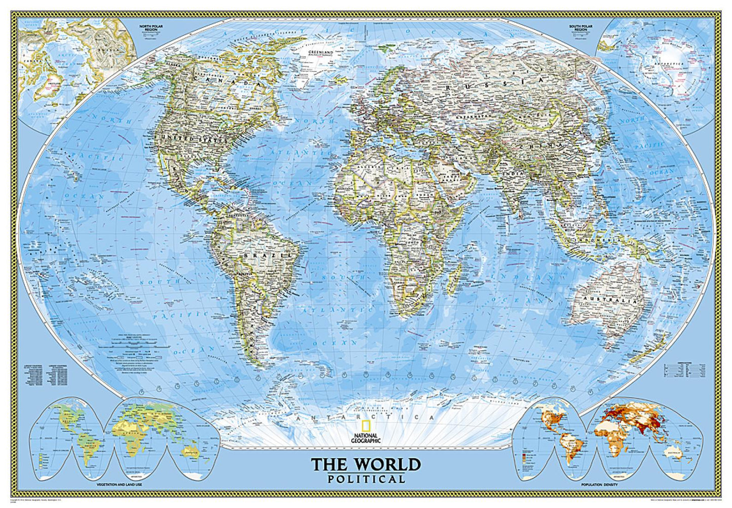 World Classic Enlarged Wall Map - Laminated (69" x 48")