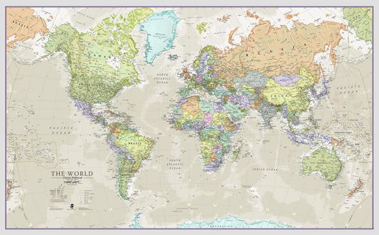 Classic World Map - Front Sheet Lamination - Medium