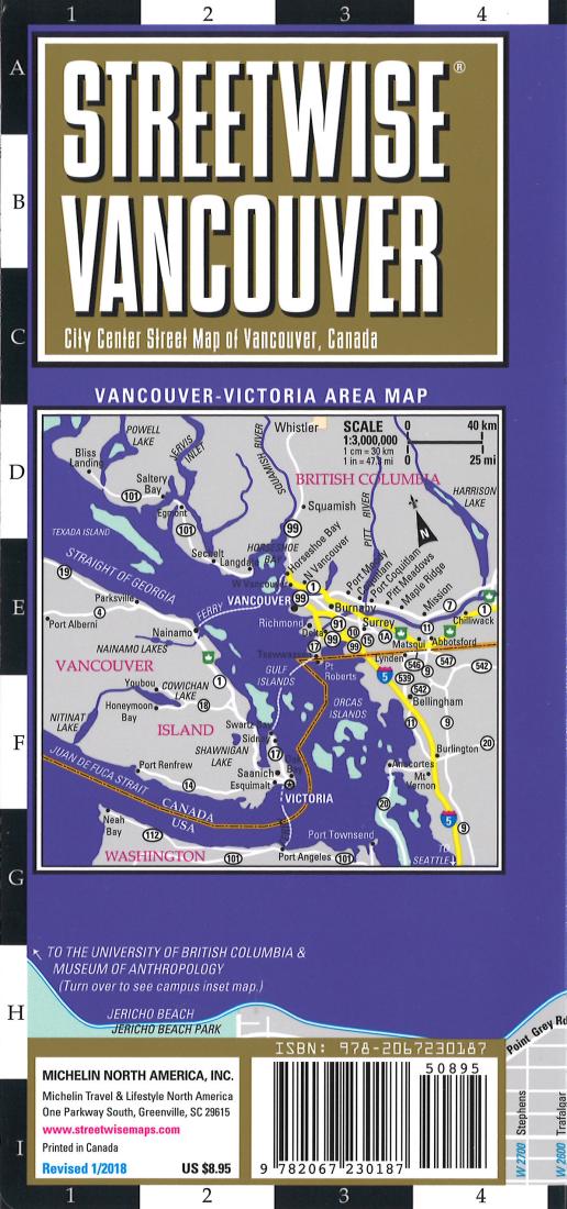 Streetwise Vancouver : city center street map of Vancouver, Canada