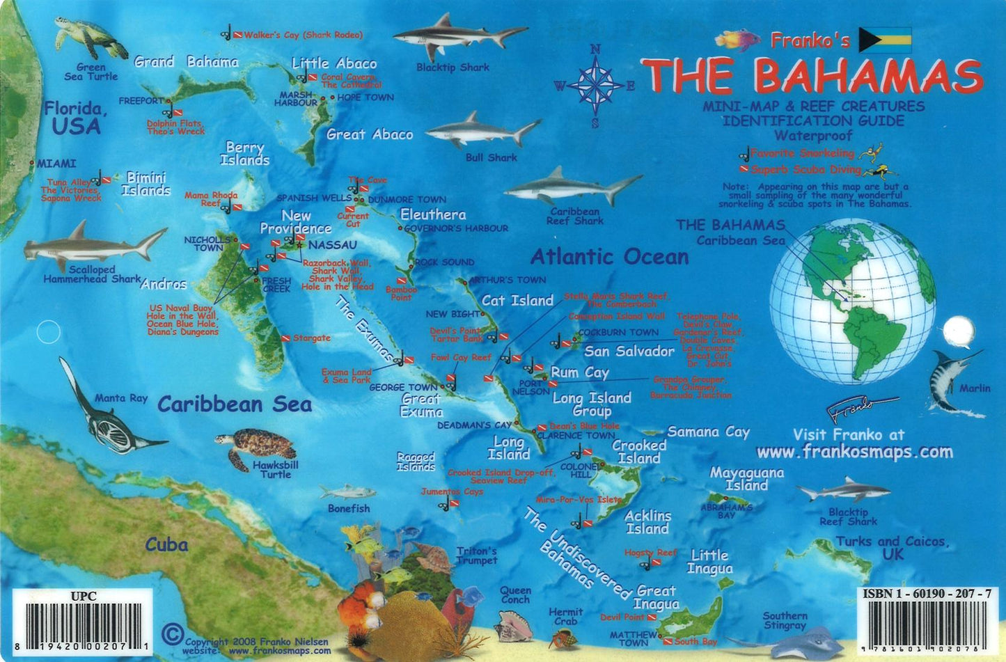 Franko's The Bahamas : mini-map & reef creatures identification guide