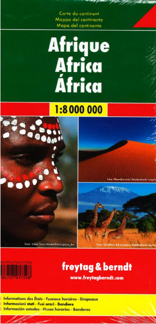 Africa : Continent map, 1:8,000,000 = Afrika : Kontinentkarte, 1:8,000,000 = Afrique : Carte du continent, 1:8,000,000 = Africa : Mappa del continente, 1:8,000,000 = Africa : Mapa del continente, 1:8,000,000