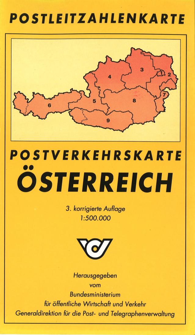 Postverkerhskarte : Osterreich : postleitzahlenkarte