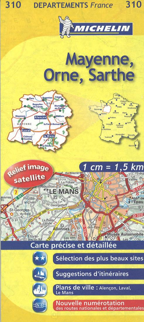 Mayenne, Orne, Sarthe Road Map