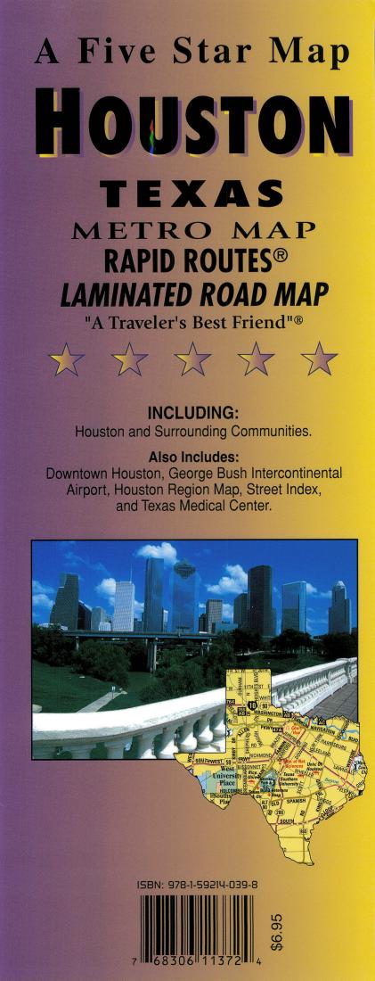 Houston : Texas : metro map : Rapid Routes : laminated road map