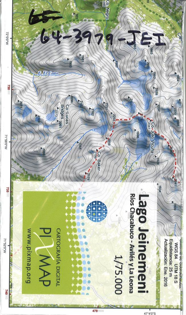 Lago Jeinemeni hiking map