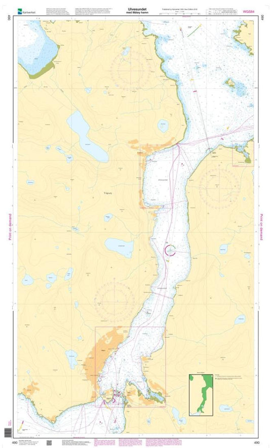 Ulvesundet med Måløy hamn - 490 - Norway Kartverket Nautical Charts