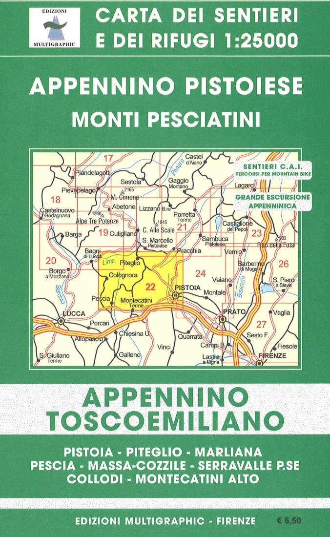 Appennino Pistoiese, Monti Pesciatini Hiking Map