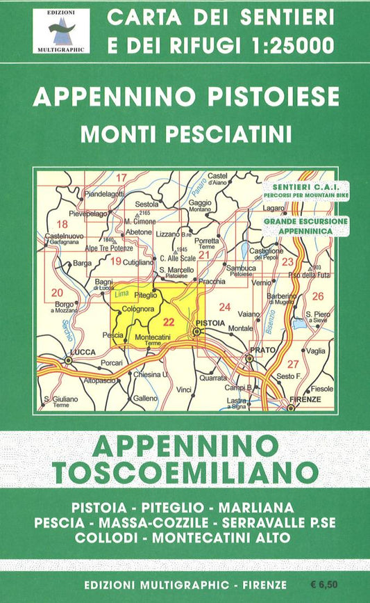 Appennino Pistoiese, Monti Pesciatini Hiking Map