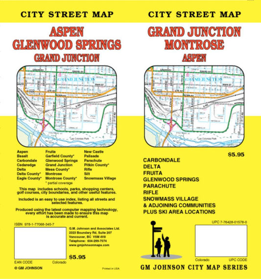 Grand Junction : Montrose : Aspen : city street map = Aspen : Glenwood Springs : Grand Junction : city street map