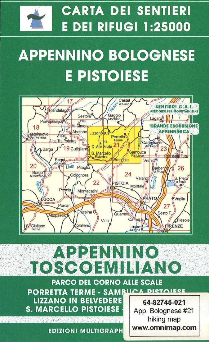 Appennino Bolognese e Pistoiese Hiking Map