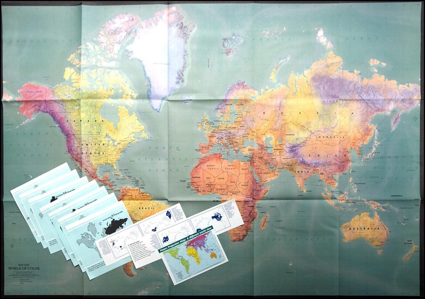 Mercator Projection World Map, folded