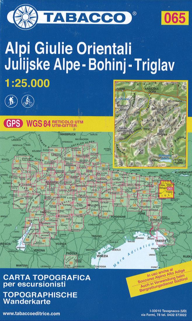 Alpi Giulie Orientali Julijske Alpe - Bohinj - Triglav Hiking Map