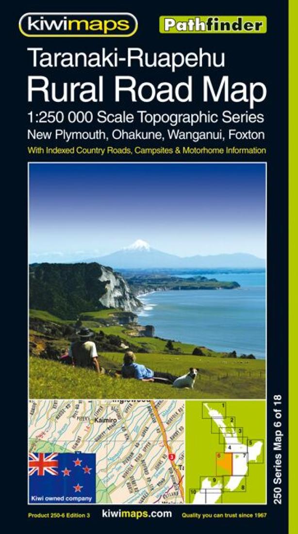 Taranaki-Ruapehu : rural road map : 1:250,000 scale topographic series : New Plymouth, Ohakune, Wanganui, Foxton