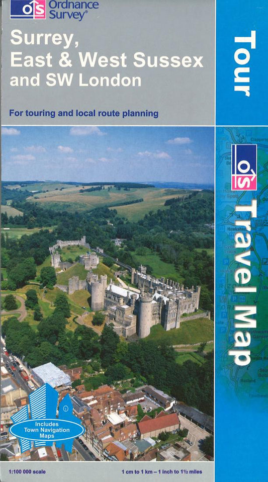 Surrey, East & West Sussex, and SW London Travel Map