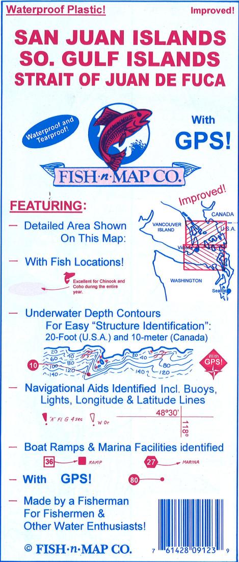 San Juan Islands, Victoria, B.C., Strait of Juan de Fuca Fishing Map