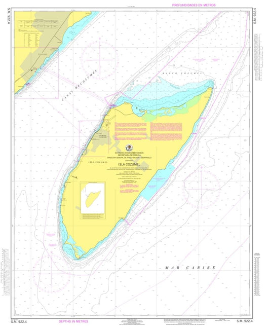ISLA COZUMEL - 922.4 - Mexico Nautical Charts by SEMAR