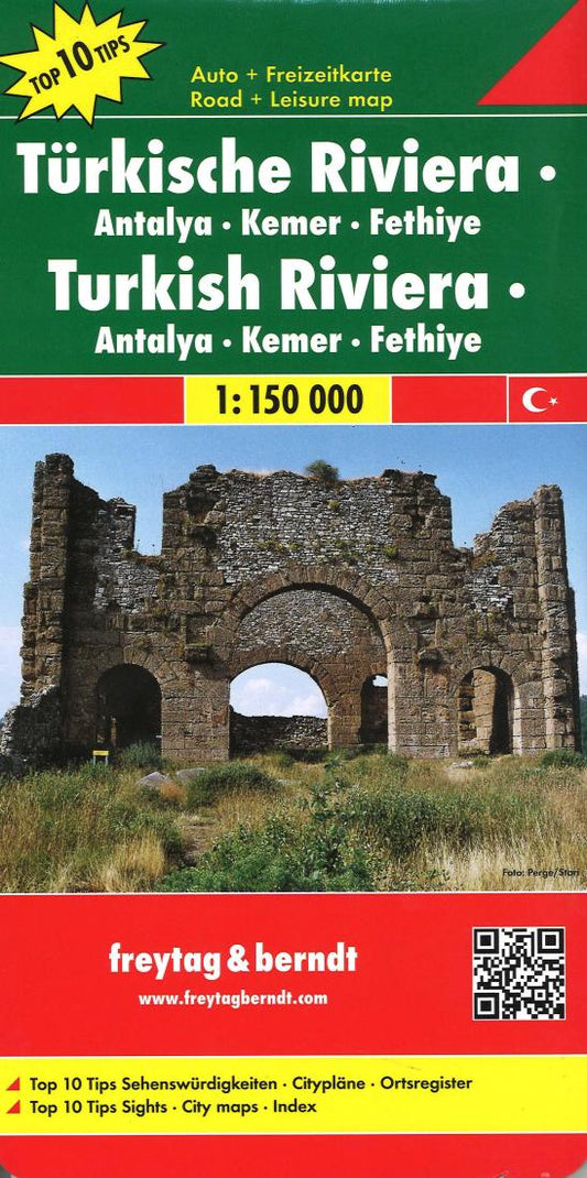 Türkische Riviera : Antalya : Kemer : Fethiye : 1:150,000 Road Map