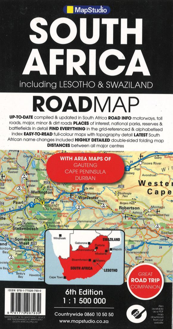South Africa Road Map : including Lesotho and Swaziland 1:1 500 000