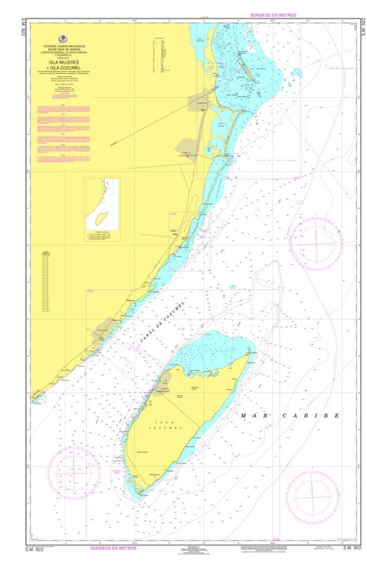 ISLA MUJERES A ISLA COZUMEL - 922 - Mexico Nautical Charts by SEMAR
