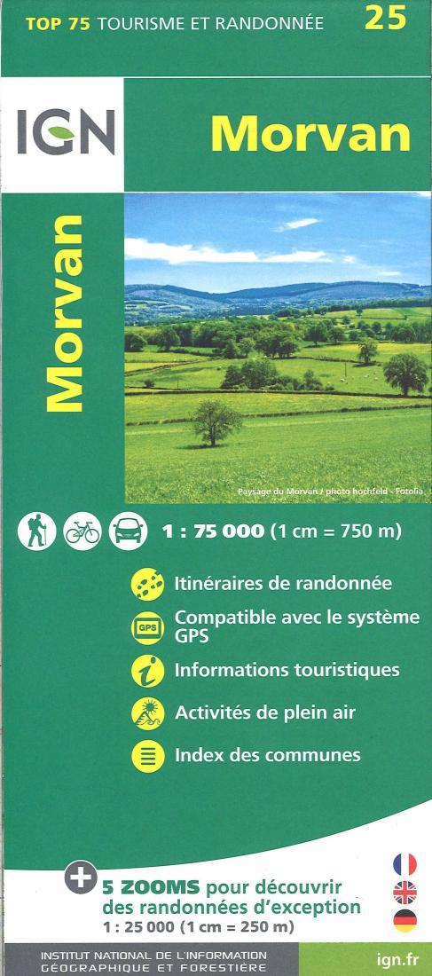 Morvan, France 1:75,000 Topographic Map #25