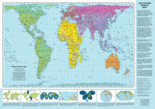 Peters Equal Area World Map 39.5"x 50" paper/folded [July, 2014] by Arno Peters