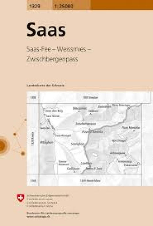 Saas : Switzerland 1:25,000 Topographic Map #1329