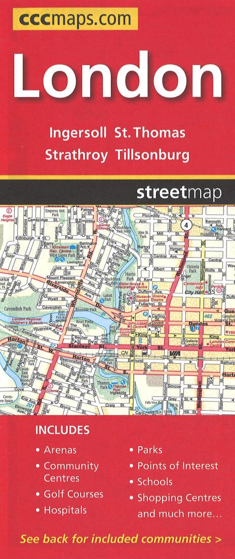 London and Area, Aylmer, Lambeth, Ingersoll, St. Thomas, Strathroy, Tillsonburg Street Map