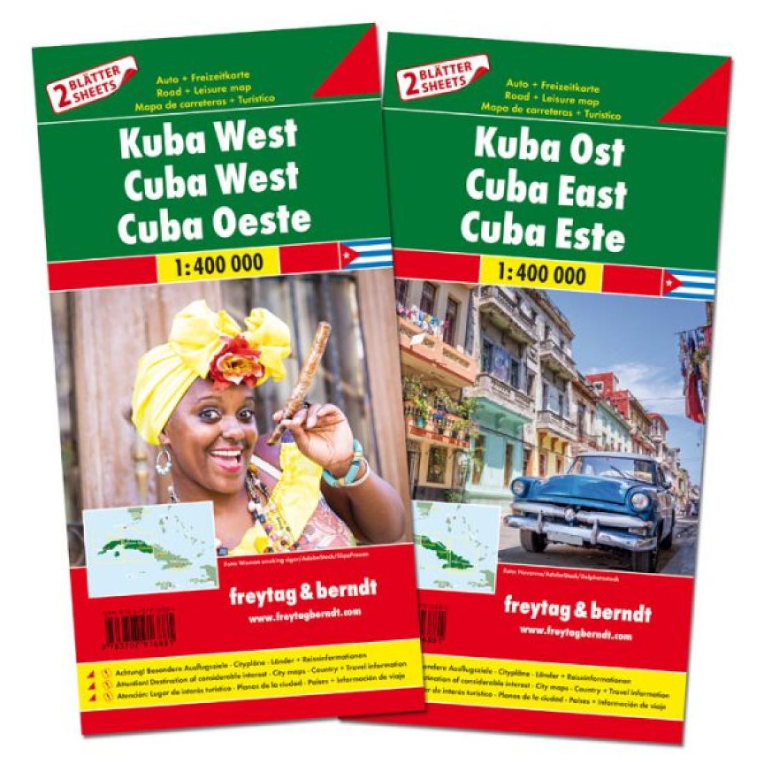 Kuba west, Kuba ost : auto + frezeitkarte, 1:400 000 = Cuba west, Cuba east : road and leisure map, 1:400 000 = Cuba oeste, Cuba este : mapa de carreteras + turístico, 1:400 000