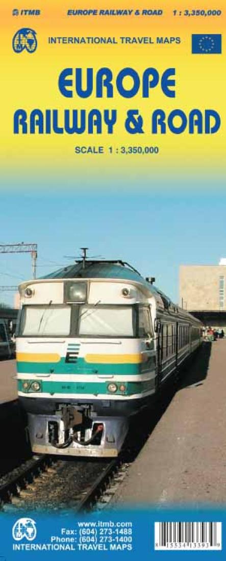 Europe Railways & Roads Travel Reference Map