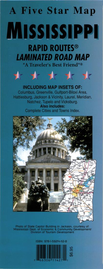 Mississippi : Rapid Routes : laminated road map