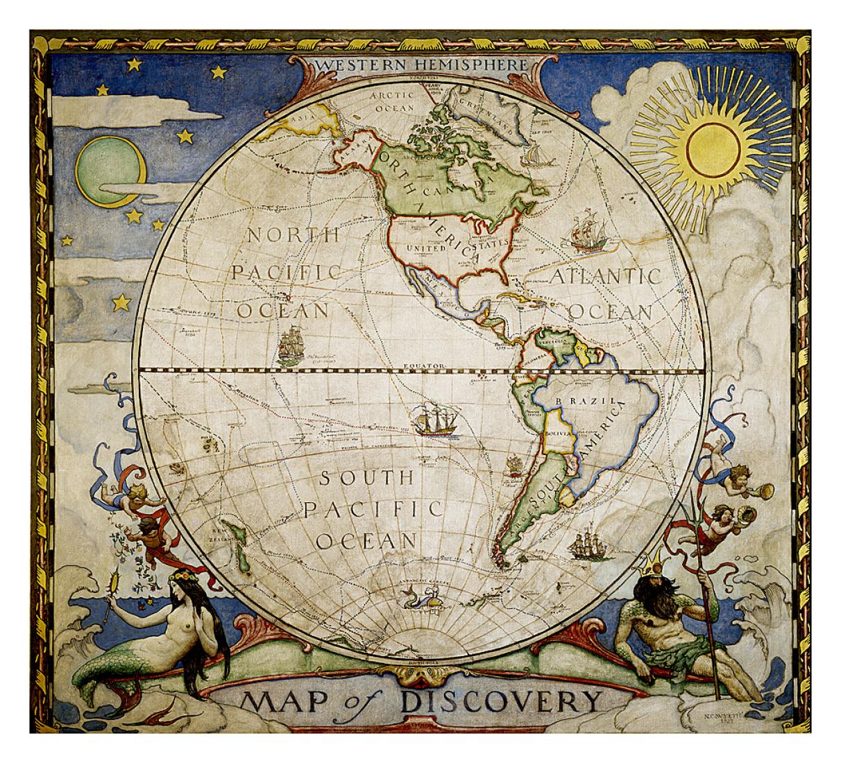 Map of Discovery, Western Hemisphere [Tubed]