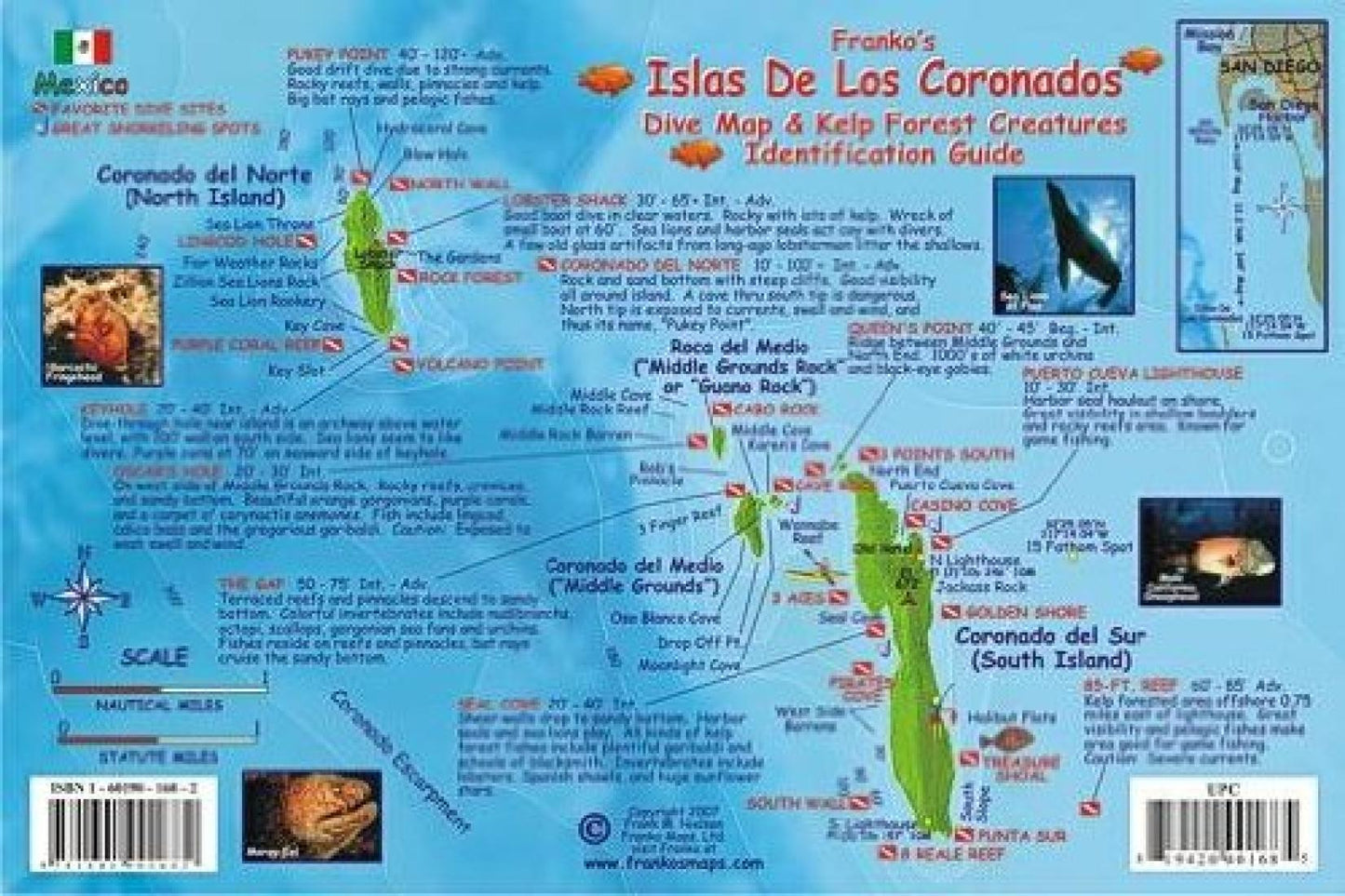 Franko's Islas de Los Coronados : dive map & kelp forest creatures identification guide