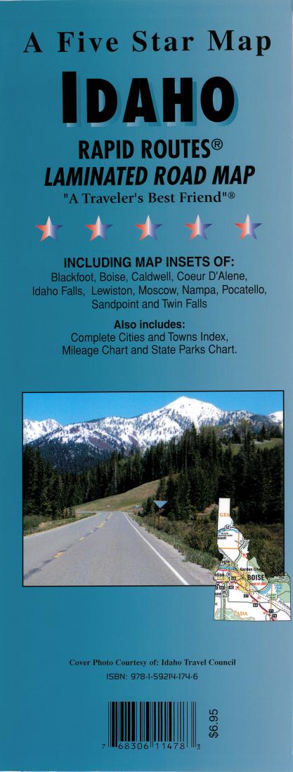 Idaho : Rapid Routes : laminated road map