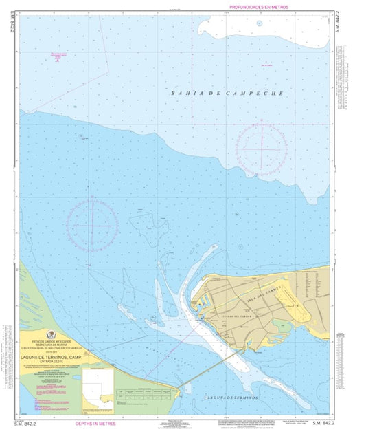 LAGUNA DE TÉRMINOS, CAMP. ENTRADA OESTE - 842.2 - Mexico Nautical Charts by SEMAR