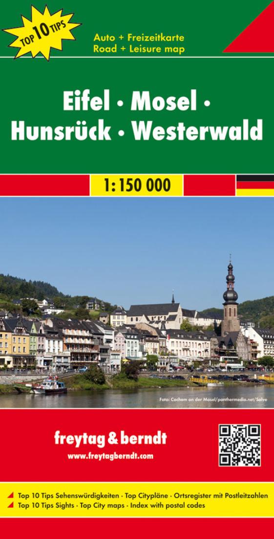 Eifel, Mosel, Hunsrück, Westerwald : road + leisure map, 1:150 000 = Eifel, Moselle, Hunsrück, Westerwald : carte routière + de loisirs, 1:150 000 = Eifel, Mosella, Hunsrück, Westerwald : carta stradale + turistica, 1:150 000 = Eifel, Mosela, Hunsrüc