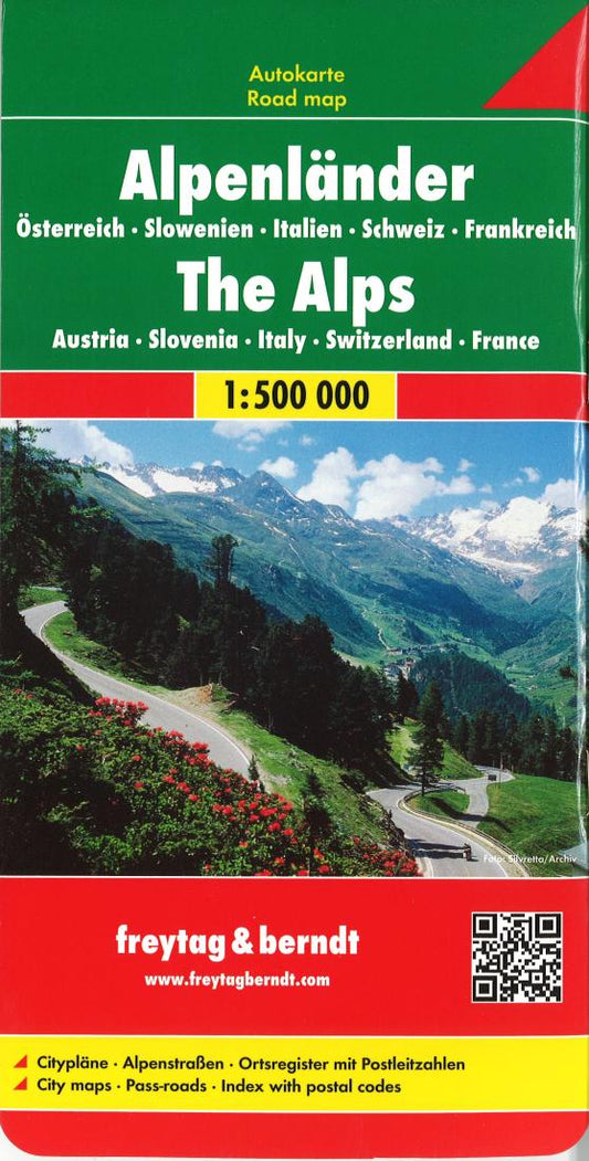 Alpenländer : Österreich : Slowenien : Italien : Schweiz : Frankreich : 1:500,000 = The Alps : Austria : Slovenia : Italy : Switzerland : France : 1:500,000