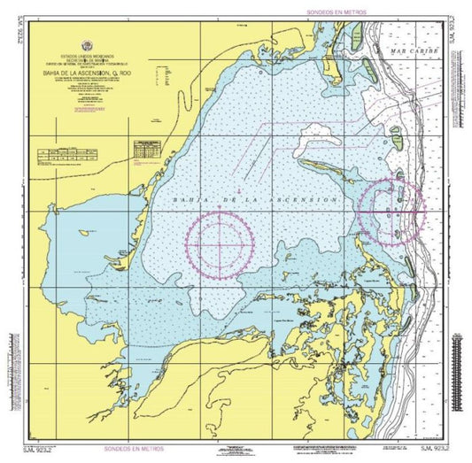 BAHÍA DE LA ASCENSIÓN, Q. ROO. - 923.2 - Mexico Nautical Charts by SEMAR