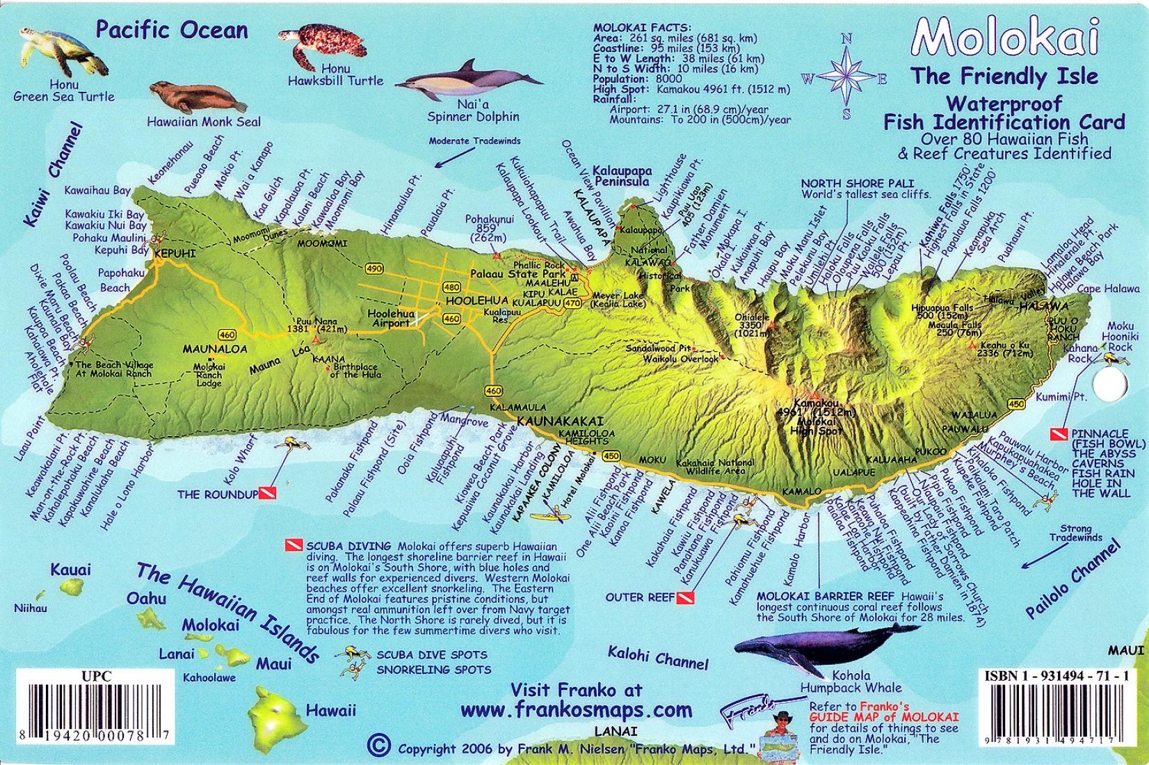 Molokai : the friendly isle : waterproof fish identification card