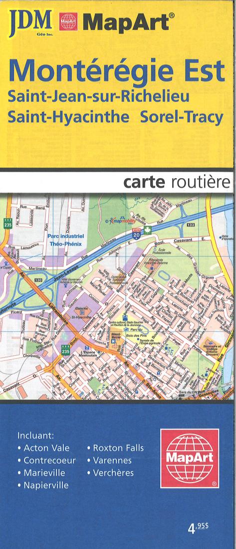 Montérégie Est et la region carte routière