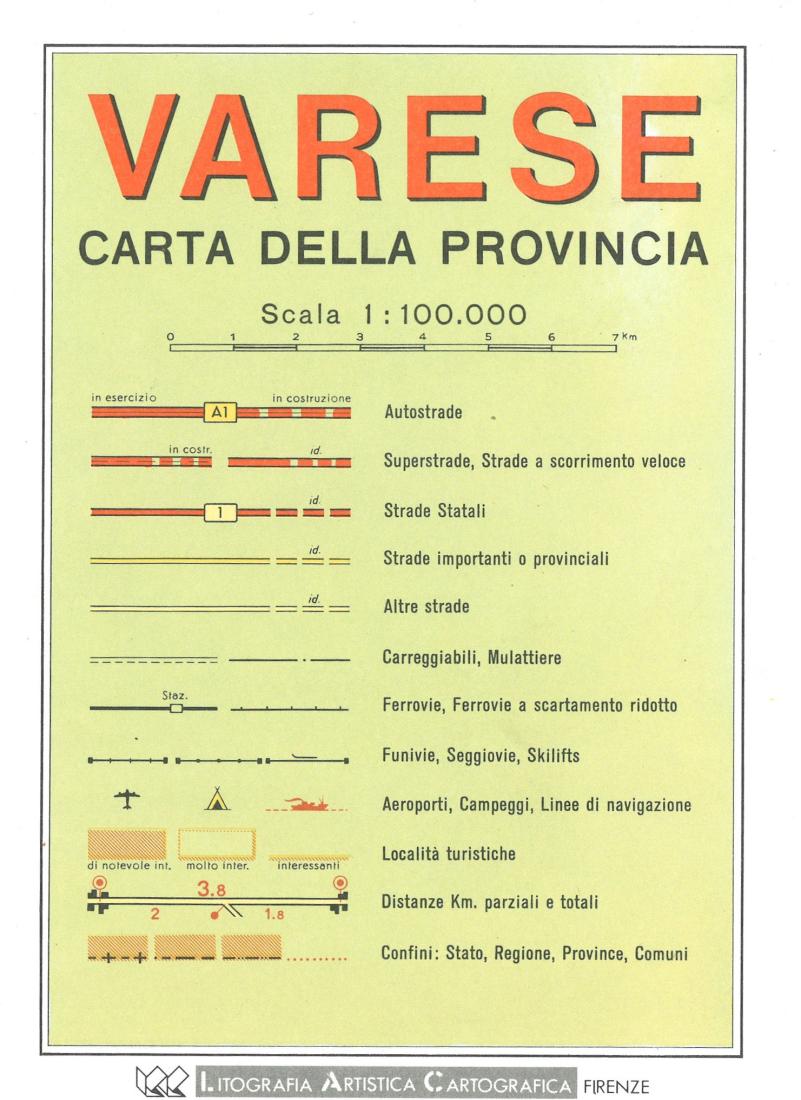 Varese : carta della provincia : scala 1:100.000