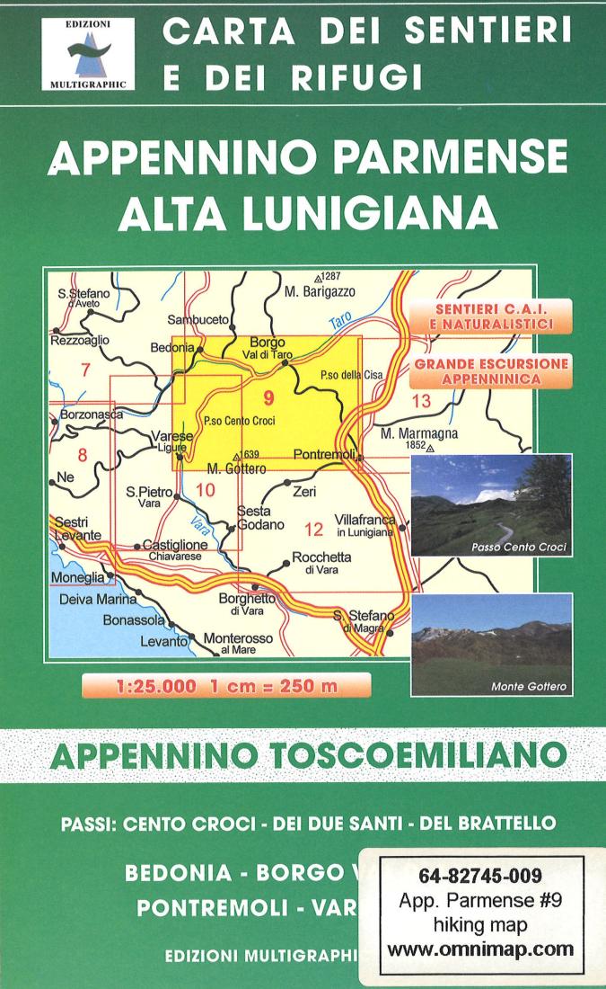 Appenino Parmense, Alta Lunigiana Hiking Map