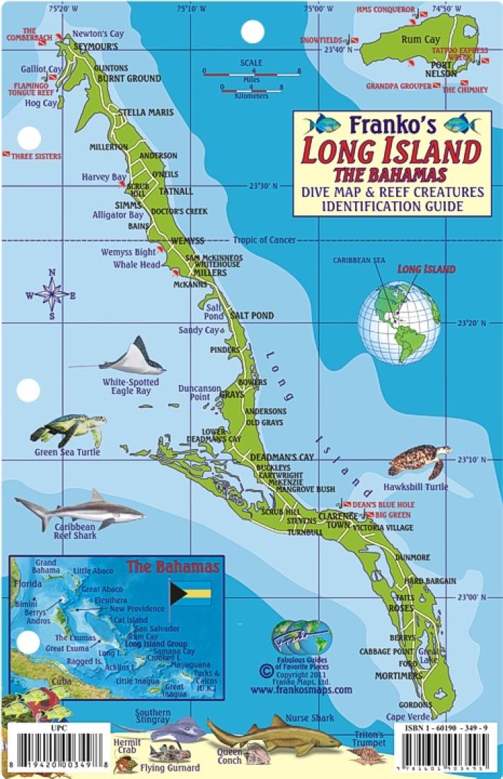 Franko's Long Island : the Bahamas : dive map & reef creatures identification guide