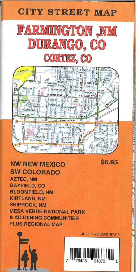 Farmington, NM : Durango, CO : Cortez, CO : city street map = NW New Mexico : SW Colorado : cities & counties : city street map